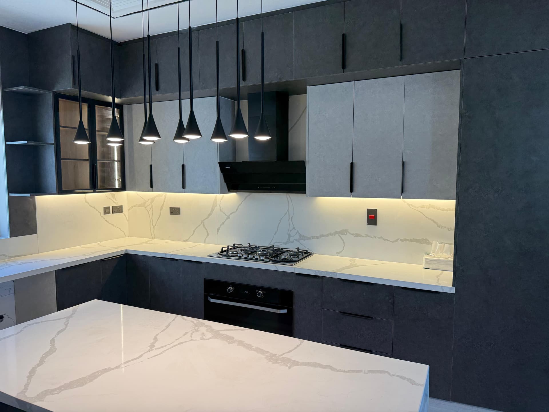 Luxury marble island kitchen